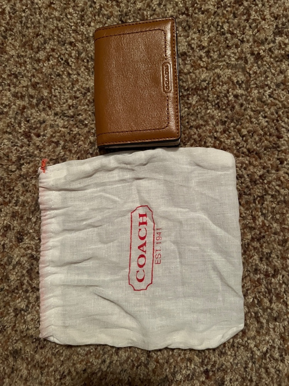 Coach Tan/Brown Leather Tri-Fold Wallet